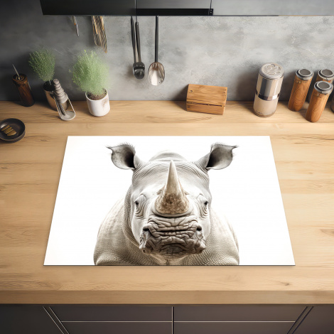 Inductiebeschermer - Neushoorn - Dieren - Wit - Portret-2