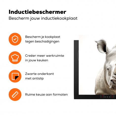 Inductiebeschermer - Neushoorn - Dieren - Wit - Portret-3