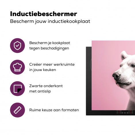 Inductiebeschermer - Beer - Portret - Roze - Dieren - Albino-3