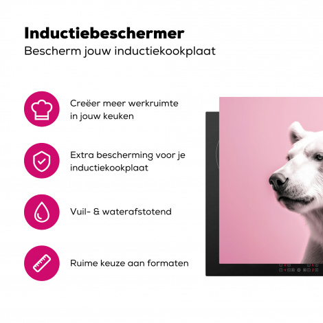 Inductiebeschermer - Beer - Portret - Roze - Dieren - Albino-3
