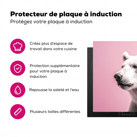Protège-plaque à induction - Ours - Portrait - Rose - Animaux - Albinos-3