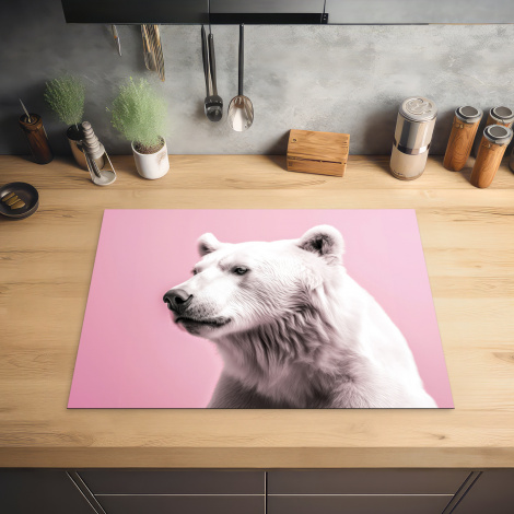 Inductiebeschermer - Beer - Portret - Roze - Dieren - Albino-2
