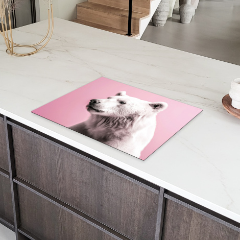Inductiebeschermer - Beer - Portret - Roze - Dieren - Albino-6