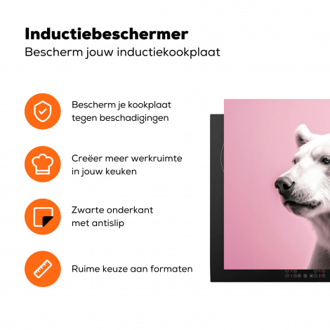 Inductiebeschermer - Beer - Portret - Roze - Dieren - Albino-3