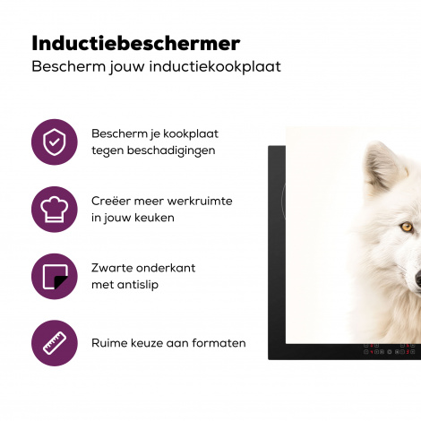 Inductiebeschermer - Dieren - Wolf - Wit - Portret-3