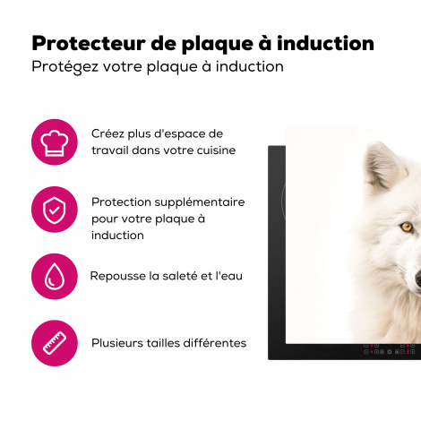 Protège-plaque à induction - Animaux - Loup - Blanc - Portrait-3