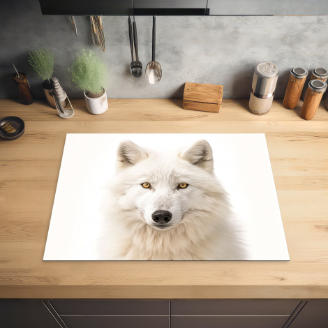 Inductiebeschermer - Dieren - Wolf - Wit - Portret-2