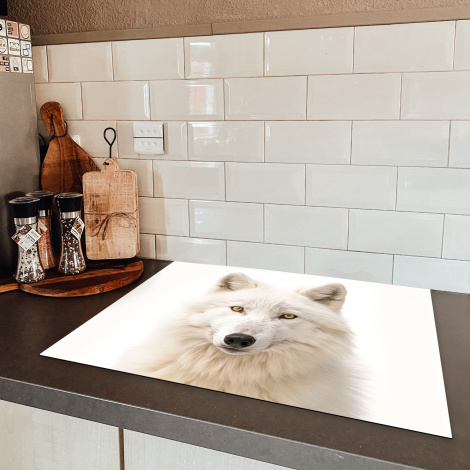 Inductiebeschermer - Dieren - Wolf - Wit - Portret-5