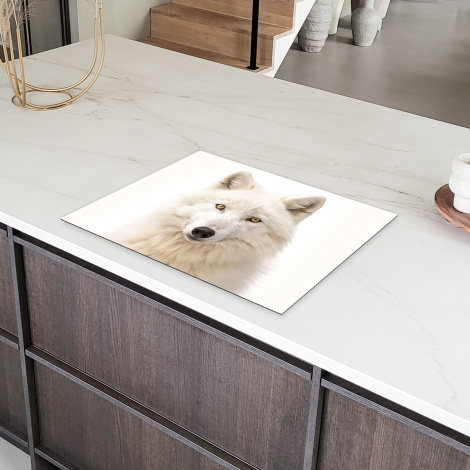 Inductiebeschermer - Dieren - Wolf - Wit - Portret-6