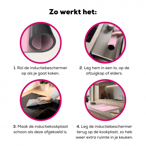 Inductiebeschermer - Wilde dieren - Wit - Leeuw - Roze - Portret-7