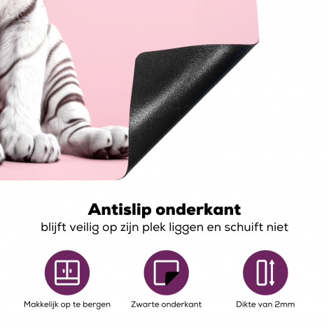 Inductiebeschermer - Tijger - Wilde dieren - Roze - Portret-4