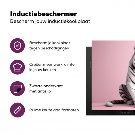 Inductiebeschermer - Tijger - Wilde dieren - Roze - Portret-3