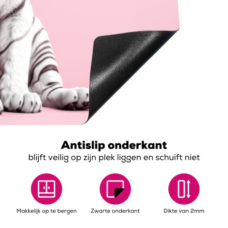 Inductiebeschermer - Tijger - Wilde dieren - Roze - Portret-4