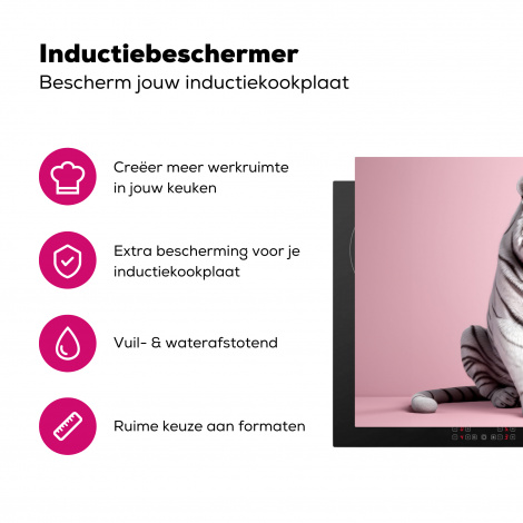 Inductiebeschermer - Tijger - Wilde dieren - Roze - Portret-3