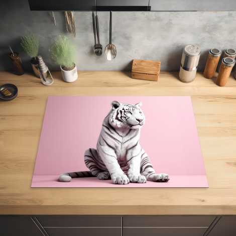 Inductiebeschermer - Tijger - Wilde dieren - Roze - Portret-2
