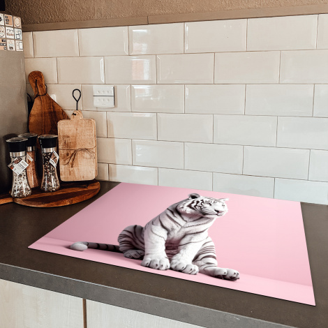 Inductiebeschermer - Tijger - Wilde dieren - Roze - Portret-5