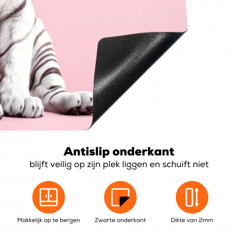 Inductiebeschermer - Tijger - Wilde dieren - Roze - Portret-4