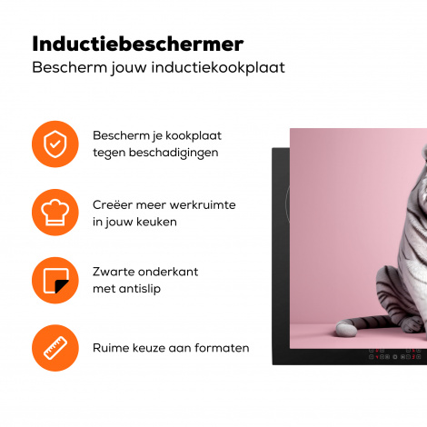 Inductiebeschermer - Tijger - Wilde dieren - Roze - Portret-3