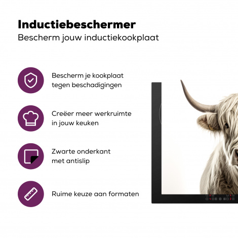 Inductiebeschermer - Schotse hooglander - Dieren - Portret - Koeien - Wit-3