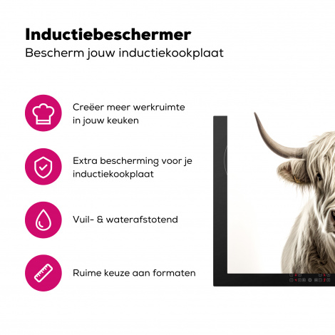 Inductiebeschermer - Schotse hooglander - Dieren - Portret - Koeien - Wit-3