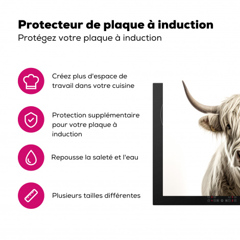Protège-plaque à induction - Highlander écossais - Animaux - Portrait - Vaches - Blanc-3