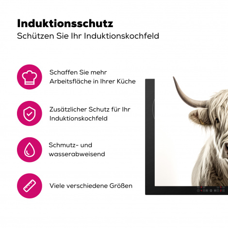 Herdabdeckplatte - Schottischer Highlander - Tiere - Porträt - Kühe - Weiß-3