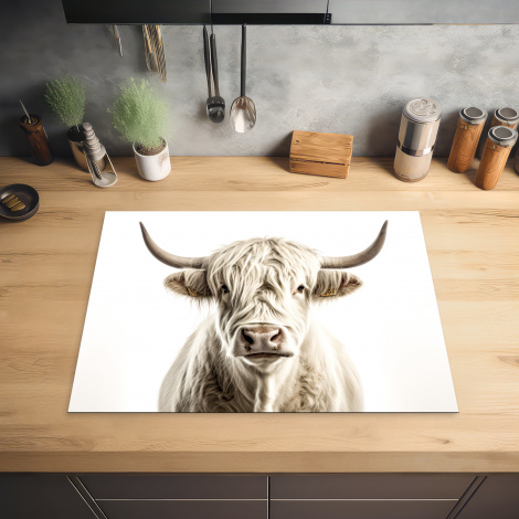Inductiebeschermer - Schotse hooglander - Dieren - Portret - Koeien - Wit-2
