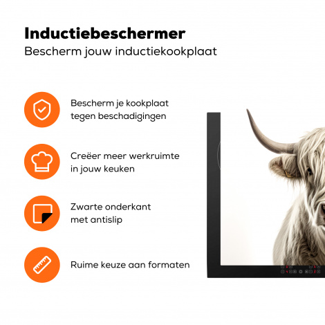 Inductiebeschermer - Schotse hooglander - Dieren - Portret - Koeien - Wit-3