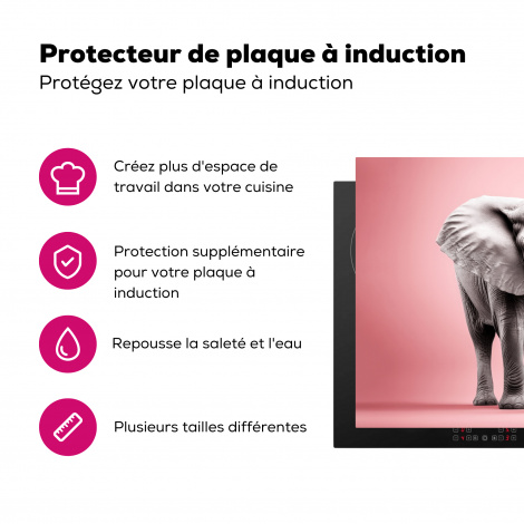 Protège-plaque à induction - Éléphant - Faune - Portrait - Rose-3