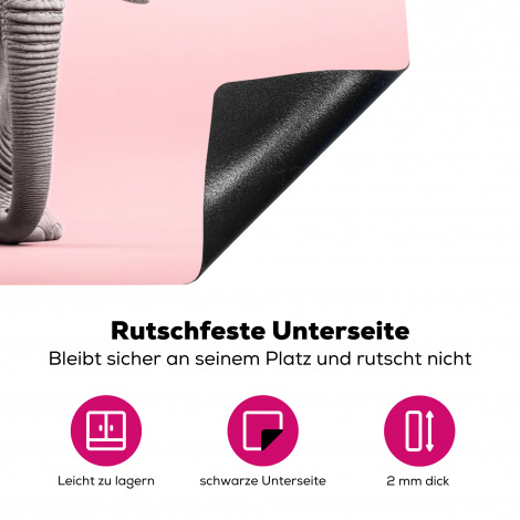 Herdabdeckplatte - Elefant - Wildtiere - Porträt - Rosa-4