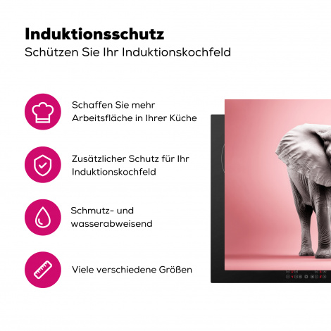 Herdabdeckplatte - Elefant - Wildtiere - Porträt - Rosa-3