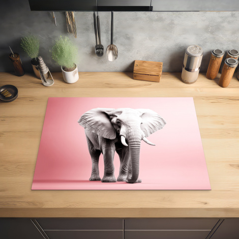 Inductiebeschermer - Olifant - Wilde dieren - Portret - Roze-2