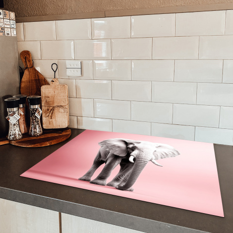 Inductiebeschermer - Olifant - Wilde dieren - Portret - Roze-5