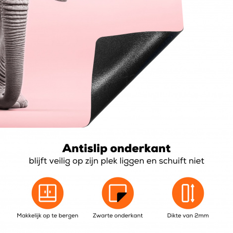 Inductiebeschermer - Olifant - Wilde dieren - Portret - Roze-4