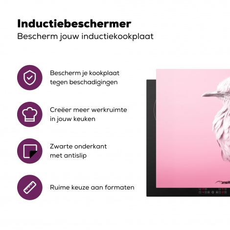 Inductiebeschermer - Vogel - Albino - Dieren - Roze - Wit-3