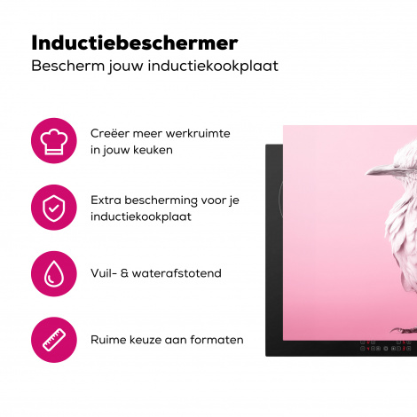 Inductiebeschermer - Vogel - Albino - Dieren - Roze - Wit-3