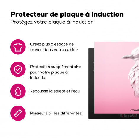 Protège-plaque à induction - Oiseau - Albinos - Animaux - Rose - Blanc-3