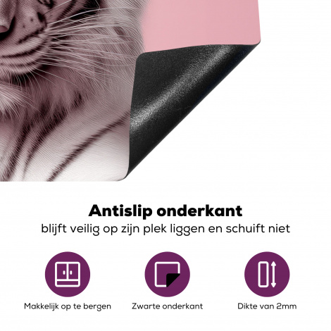 Inductiebeschermer - Tijger - Dieren - Roze - Albino - Portret-4