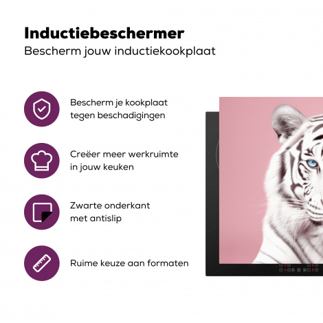Inductiebeschermer - Tijger - Dieren - Roze - Albino - Portret-3