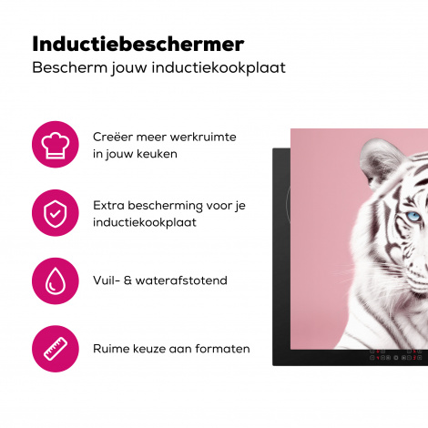 Inductiebeschermer - Tijger - Dieren - Roze - Albino - Portret-3