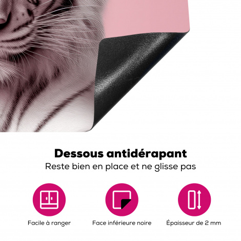 Protège-plaque à induction - Tigre - Animaux - Rose - Albinos - Portrait-4