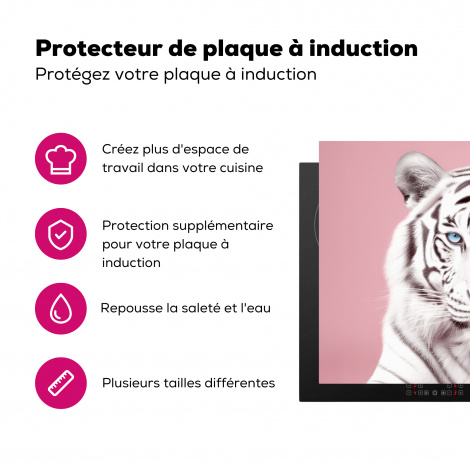 Protège-plaque à induction - Tigre - Animaux - Rose - Albinos - Portrait-3
