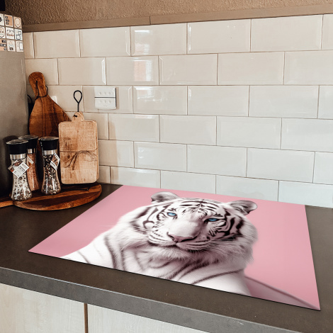 Inductiebeschermer - Tijger - Dieren - Roze - Albino - Portret-5