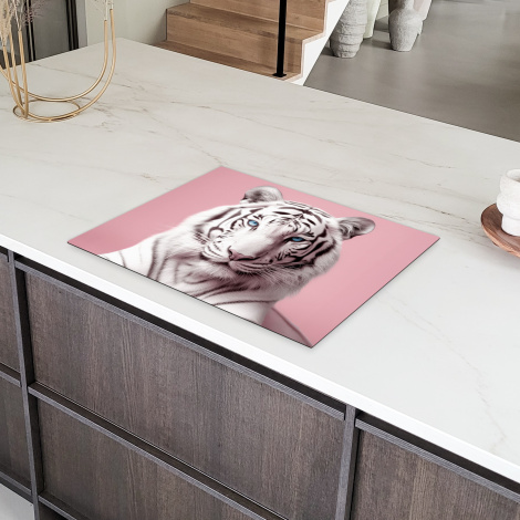 Inductiebeschermer - Tijger - Dieren - Roze - Albino - Portret-6