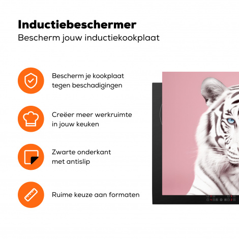 Inductiebeschermer - Tijger - Dieren - Roze - Albino - Portret-3