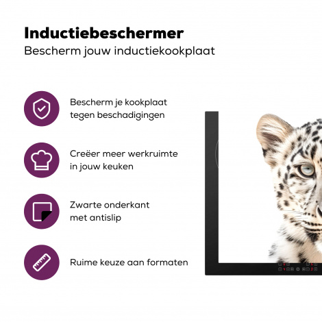 Inductiebeschermer - Wilde dieren - Luipaard - Portret - Wit-3
