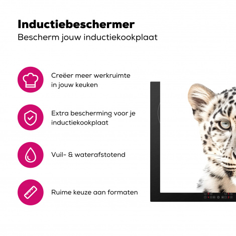 Inductiebeschermer - Wilde dieren - Luipaard - Portret - Wit-3
