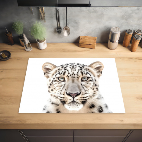 Inductiebeschermer - Wilde dieren - Luipaard - Portret - Wit-2