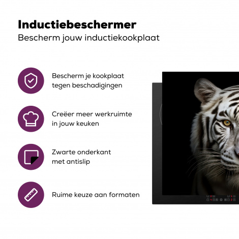 Inductiebeschermer - Tijger - Dieren - Portret - Zwart-3