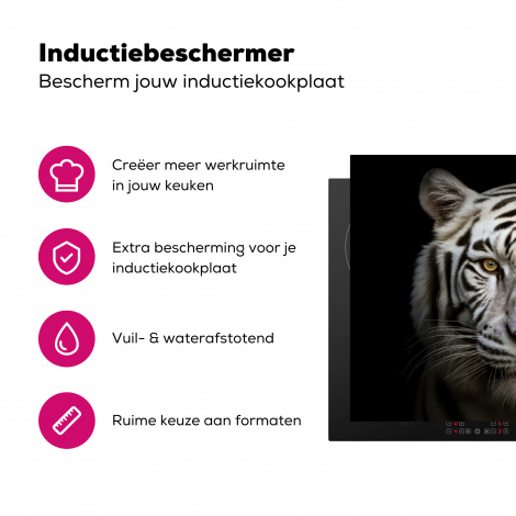 Inductiebeschermer - Tijger - Dieren - Portret - Zwart-3